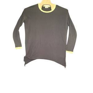 Cloth by Design Women’s Medium Tunic Top Green Yellow Trim Oversized Crewneck